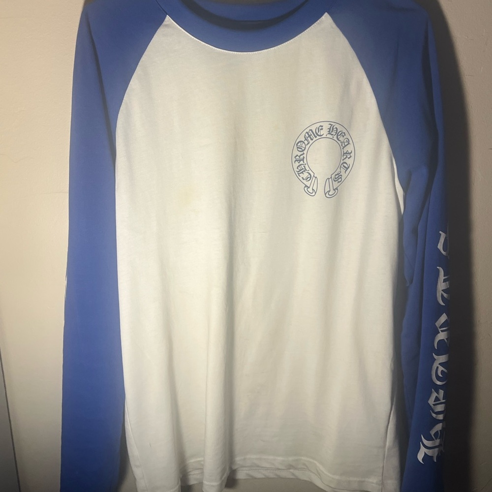 CHROME HEARTS Blue and White Long Sleeve Shirt